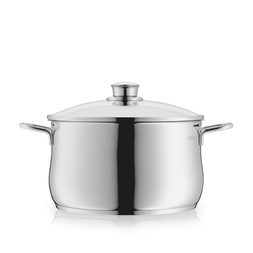 WMF Diadem Plus Kochtopf Induktion 24 cm – 6,5 l großer Fleischtopf aus Cromargan Edelstahl mit Glasdeckel, hohem Rand, spülmaschinenfest, langlebig und unbeschichtet für gesunde, leckere Mahlzeiten