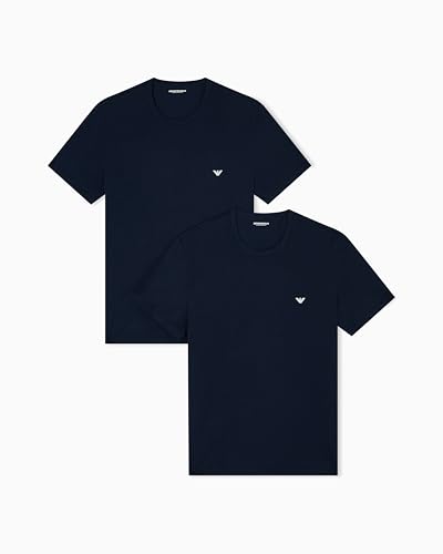 Emporio Armani Man's Core Logoband 2-Pack Crewneck T-Shirt, Blau, L, Regular, Armani Blue/Armani Blue, L