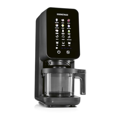 GOURMETmaxx SmoothUp Touch Eismaschine 700 Watt | Eismaschine 9 Programme + Mix-in-Funktion | Eiscreme-Maschine - Slushies & Eiscreme selber machen | Speiseeisbereiter LED Display, 2 Becher inklusive