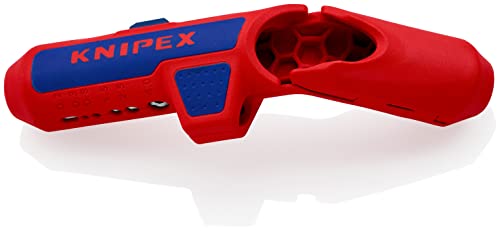 KNIPEX ErgoStrip Universal-Abmantelungswerkzeug für Rechtshänder, 135 mm, NYM-Kabel, Rundkabel, Koaxialkabel, Datenkabel, Abisolierer, 16 95 01 SB