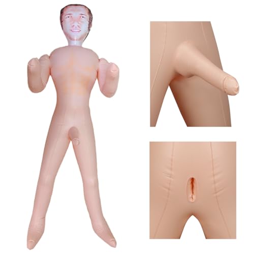 Sadodo Aufblasbare Mann mit Penis PVC 170 cm,Puppen Sexy Man Gadget Erotik Scherzartikel Requisiten Party Dekoration Puppe Liebespuppen Männer mit Dildo
