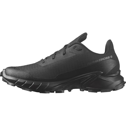 Salomon Alphacross 5 Damen Trail-Laufschuhe, Starker Grip, Anhaltender Komfort, Vielseitige Performance, Black, 41 1/3