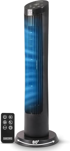 Olsen & Smith Turmventilator mit Fernbedienung | Leiser 27-dB-Ventilator fürs Schlafzimmer | 91 cm (36 Zoll) Standventilator 4 Geschwindigkeitsstufen, 7,5 m/s Oszillationsfunktion mit 12-Stunden-Timer