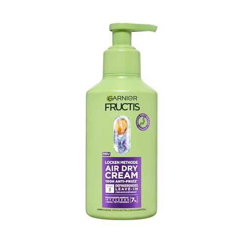 Garnier Fructis Locken Methode Air Dry Cream, definierendes Leave-In, für alle Lockentypen, mit Hyaluron und Shea-Fettsäuren, bändigt Frizz bis zu 100H, 1x260ml