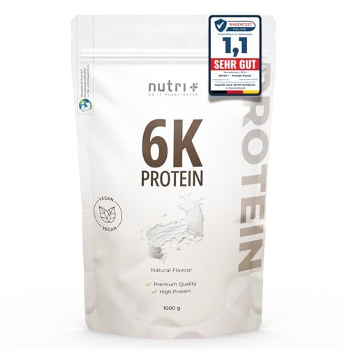 Nutri + Protein Pulver Neutral 1 kg - 80% Eiweiß - zuckerfrei + fettfrei - Proteinpulver ohne Süßstoff, Geschmack - ideal zum Backen - 1000 g Natural