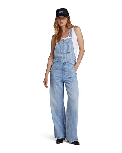 G-STAR RAW Damen Straight Leg Latzhose, Blau (sun faded cloudburst D24398-D536-G339), S