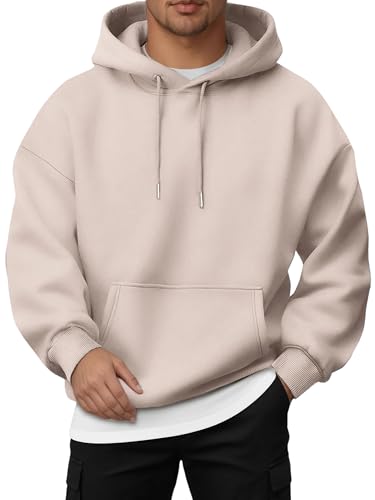 Jhsnjnr Hoodie Herren Einfarbig Pullover mit Kapuze Kordelzug Hoody mit Tasche Streetwear Langarm Lounge Kapuzenpullover