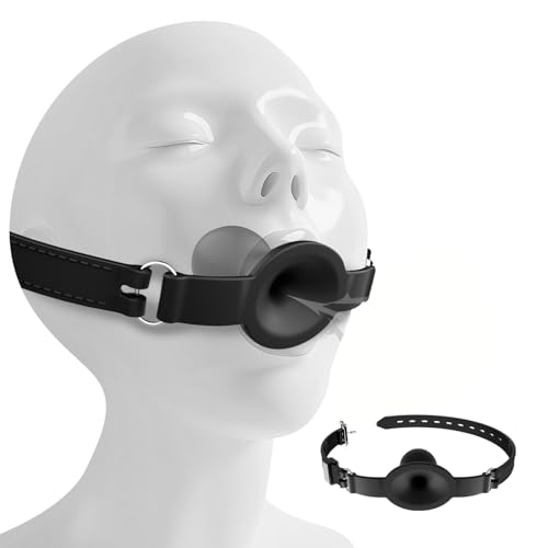 LZYLWC Silikon Ball Gag mit Atmungsloch Knebel für Bondage Mundknebel Verstellbar BDSM Knebel für Frauen Männer Deep Throat Training Gag Ball Sexspielzeug für Paare