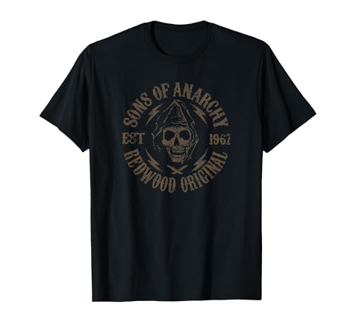 Sons of Anarchy Redwood Original Skull Biker TV Show T-Shirt, Herren, Schwarz, XL
