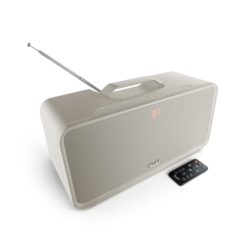 Teufel BOOMSTER Robuster Bluetooth Lautsprecher mit 2.1-Stereo-System Soundsystem DAB+ und FM-RDS-Radiotuner Schutz vor Strahlwasser nach IPX5-Norm Weiß
