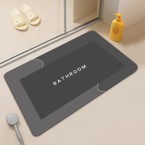 Badematte rutschfest, saugfähig & trocknend–40× 60 cm rechteckig,Dunkelgrau