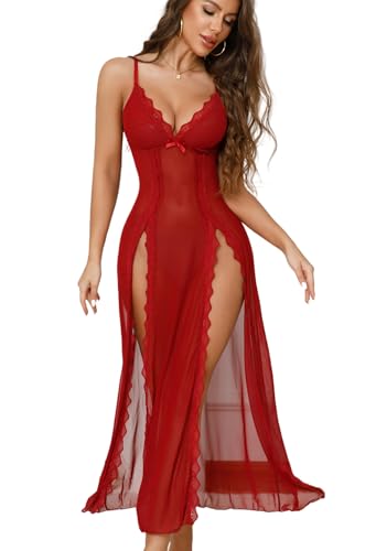 Tomkids Sexy Dessous Damen Reizwäsche Set Spitze Lingerie Babydoll Unterwäsche Corsage Nachthemd Longe Nachtwäsche Negligee