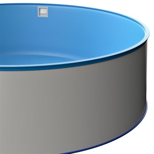 Runder Stahlwandpool Ø 4,50 x 1,20 m, Stahlwand 0,6 mm, inkl. Bodenschienen & Handlauf, Innenhülle 0,6 mm in Blau, Premium Qualität, Made in Europe