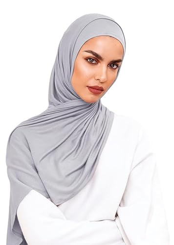 Voile Chic Vorgenähter Instant Hijab Premium Jersey Kopftuch - Grau