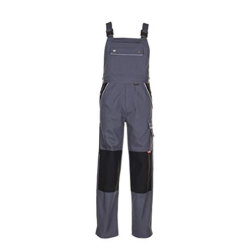 Planam 2133054 Canvas 320 Latzhose, Grau/Schwarz, Größe 54