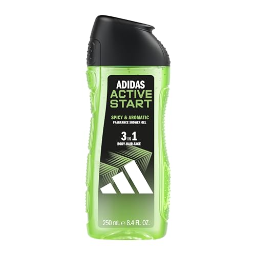 adidas 3in1 Active Start Duschgel für ihn, mit aromatisch-würzigem Duft, 250 ml