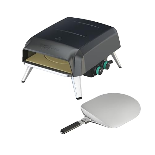 Jamie Oliver by Tefal Pizzaofen mit drehbarem Pizzastein, Pizzaofen für Zuhause, Gas-Pizzaofen, 360° drehbarer Stein, kompaktes Design, inkl. Pizzaschaufel, JM4168D0