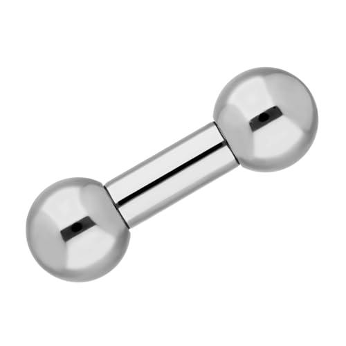 Treuheld® Piercing Stab Silber - Chirurgenstahl Barbell Hantel - 3mm x 10mm + Kugeln: 6mm - Edelstahl Intimpiercing, Ohr, Nippel uvm. Mann + Frau