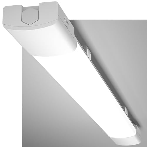 Modlicht LED Feuchtraumleuchte 60CM mit 18W 5000k Kaltlweiß 1980Lumen, Ultraslim Deckenleuchte Feuchtraum Flach Wasserfest IP65 Wannenleuchte Werkstattlampe für Keller Garage, Weiß