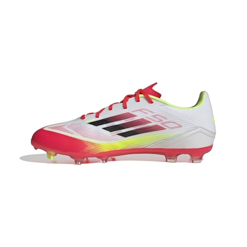 adidas Unisex F50 League Football Boots FG/MG Fußballschuhe, Cloud White/Core Black/Solar Yellow, 44 EU