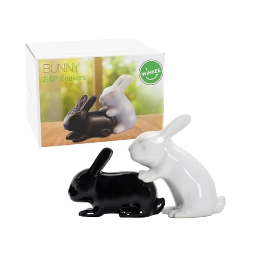 Winkee Salz und Pfefferstreuer Set Häschen, Keramik Gewürzspender im Hasen Tierdesign, Lustige Küchen Deko für Küche & Esstisch, Küchenzubehör, Geschenk zu Geburtstag, Muttertag & Einweihung