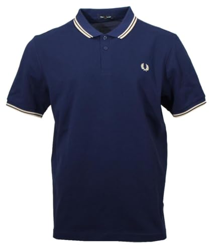 Fred Perry Herren Kurzarm Polo - M3600 (DE/NL/SE/PL, Alphanumerisch, XXL, Regular, Regular, Blau/Gelb)