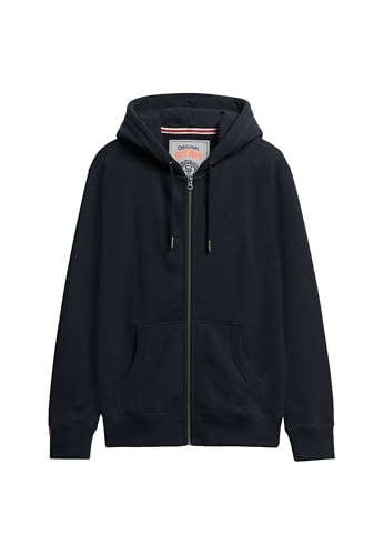 Superdry Men's Essential Logo Zip Hoodie HB Sweater, Eclipse Navy, Large