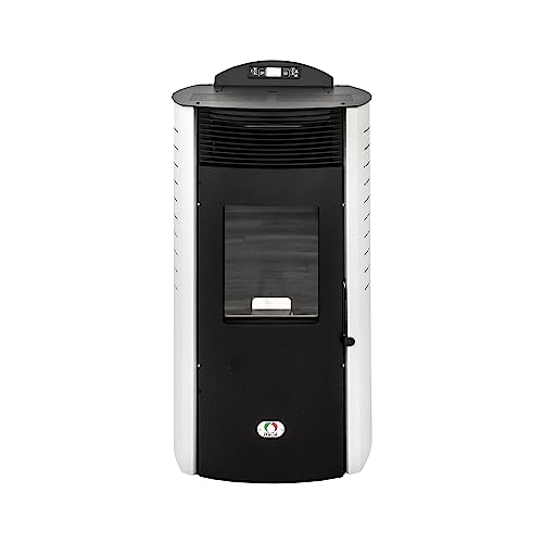 STUFE A PELLET ITALIA Siberia Aria New 15 KW | Pelletöfen Heizt 140m² Effizienz 92% Autonomie 30 Std Programmierbar 5 Geschwindigkeiten und Kräfte 24 Monate Garantie Weiß