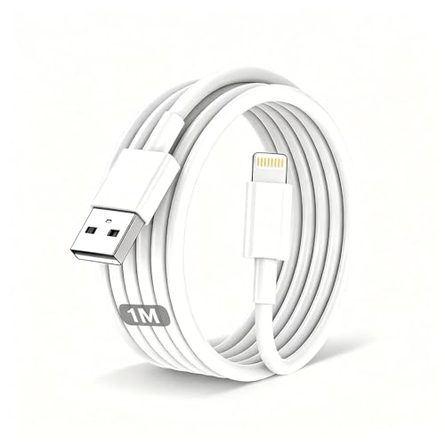IPhone Ladekabel USB A auf Lightning Kabel 1M 1-PACK MFi-Zertifiziert für Apple Ladekabel Lightning Schnellladekabel 1M Weiß für iPhone 14/13/12/11/Pro/Pro max/Mini/Xs/Xr/Max/X/8/7/Plus/Se/iPad