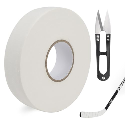 LBING Schläger Tape Hockeyschläger Tape 25M Rutsch Griffband Sporttape Eishockey Griffband Schlägertape Mit 1 Stück Schere (Weiß)