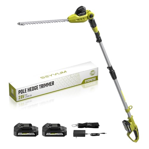 Teleskop Heckenschere mit 2×2.0Ah akkus,50cm Teleskop Heckenschere Elektrisch,Verstellbarer Teleskopstiel bis 2,7 Meter Höhe, Schnittleistung von 16 mm, 135° drehbarer Kopf für Sträucherschneiden