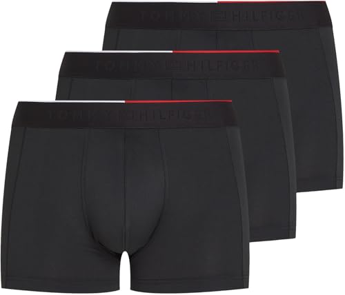Tommy Hilfiger Herren 3er Pack Boxershorts Trunks mit Stretch, Schwarz (Black/Black/Black), M