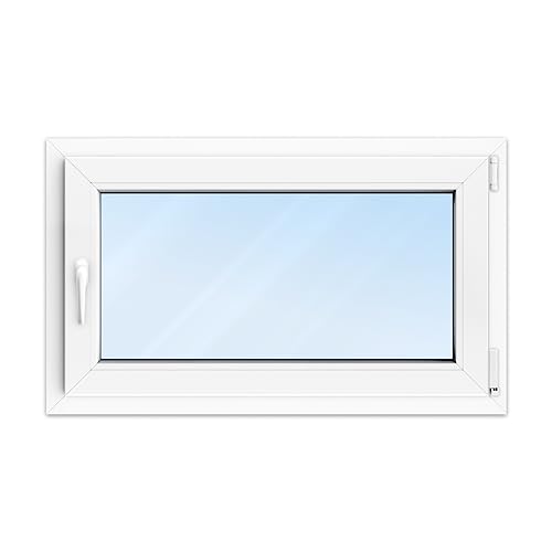FENSTERVERSAND - Kellerfenster 100x60 Kunststofffenster Weiß - 2-fach Verglasung Klarglas - Dreh- & Kippfenster, Fenster Kunststoff - DIN rechts - BxH: 1000x600 mm, 70 mm Profil