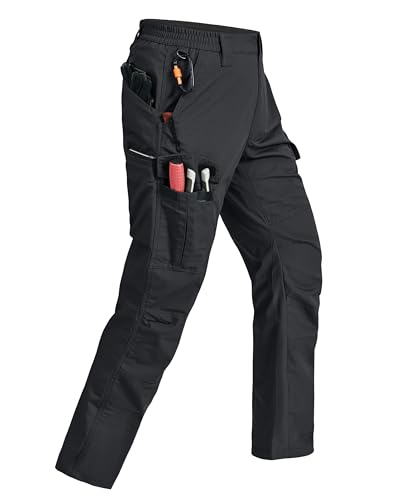 Rapoo Cargohose Herren Outdoor Workwear Wanderhose Arbeitshosen Männer Ripstop wasserdichte Taktische Hose Sommer mit Multi Taschen Schwarz 34Wx30L