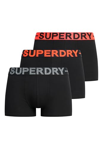 Superdry Herren Boxershorts im Dreierpack Schwarz/Orange L