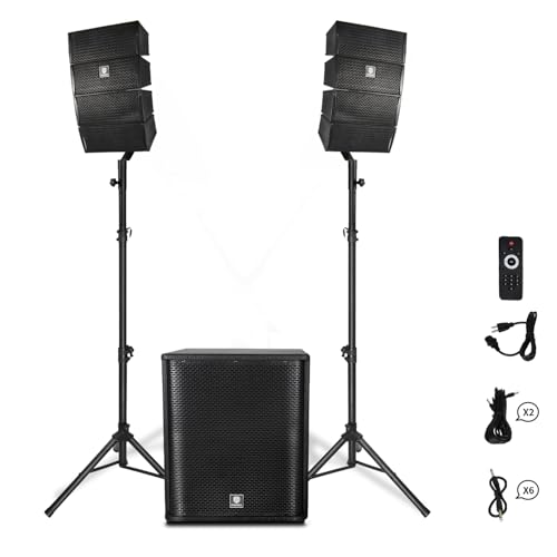 PRORECK Club 3500 15-Zoll-Subwoofer 3000 W DJ-PA-Lautsprechersystem-Kombiset mit 8 Array-Lautsprechern, Bluetooth, USB, SD-Karte, für Meetings, Reden, Kirchen, Aufführungen, DJ-Auftritte