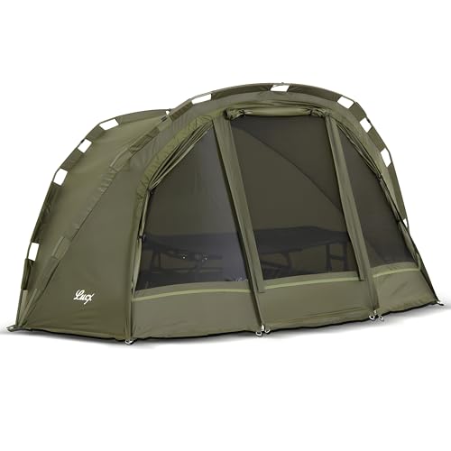 Lucx Puma Angelzelt 1 Mann - Bivvy Karpfenzelt mit herausnehmbarer Bodenplane, Moskitonetz & 10.000 mm Wassersäule - wasserdichtes Carp Dome Zelt inkl. Tragetasche