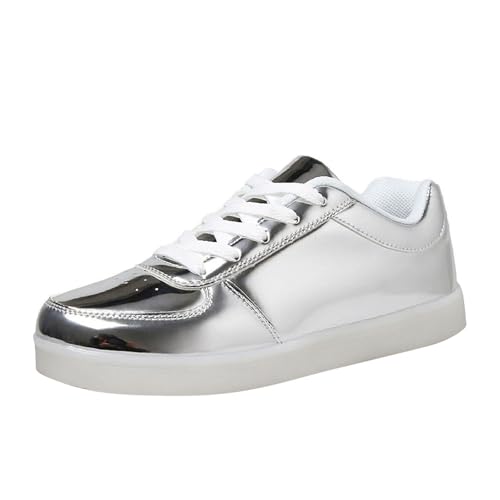 Generisch Moderne LED-Leuchtschuhe für Damen mit USB-Aufladung Koreanisches Design Sportliche Sneakers in Low-Top-Optik (Silver, 38)