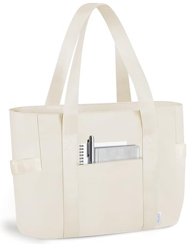 Prite Laptop-Tragetasche für Damen, wasserdicht, Schultertasche mit Computerfach für Arbeit, Schule, Reisen, beige
