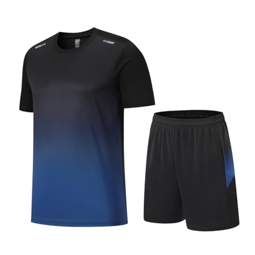 Beuwltpa Trainingsanzug Herren 2 Teiler Sommer Jogginganzug Schnelltrocknend Funktionsshirt Atmungsaktiv Sportanzug Farbver Sport Tshirt&Kurze Hosen Set Bequeme Männer Tracksuit für Lauf Gym