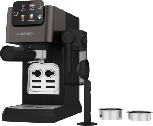 GRUNDIG - KSM 5330 Siebträgermaschine - 1628 W - 15 Bar Pumpendruck - Dark Inox - Milchbehälter 300ml - Touch-Display - BrewSense Technologie - 1,1L Wassertank - Espresso & Cappuccino - Robust