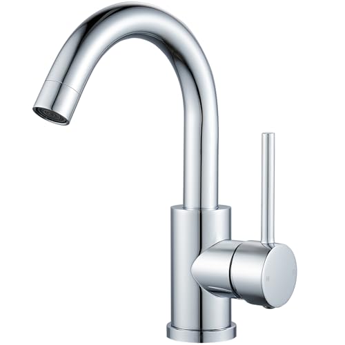Rainysprit Wasserhahn Bad 360° Drehbar, Edelstahl Waschtischarmatur Armaturen Waschbecken Hoch, Einhebelmischer Waschbecken für Badezimmer/Küche, Auslaufhöhe 150 mm, Chrom