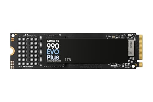 Samsung 990 EVO Plus NVMe M.2 SSD 1 TB, PCIe 4.0 x4 / PCIe 5.0 x2, NVMe 2.0 (2280), 7.150 MB/s Lesen, 6.300 MB/s Schreiben, Interne SSD für Gaming und Grafikbearbeitung, MZ-V9S1T0BW