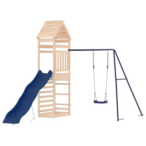vidaXL Spielturm, Klettergerüst mit Kletterwand Rutsche Schaukel, Kinder Kletterturm mit Sandkasten, Spiel-Zubehör für Garten, Spielgeräte Spielplatz, Massivholz Kiefer