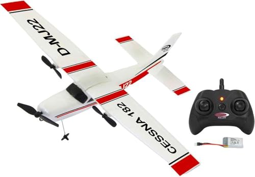 JAMARA Cessna 182 Flugzeug 2,4GHz Gyro 2CH – ferngesteuert, einsteigertauglich, Stabilisierung der Flugeigenschaften, sehr Gute Selbstflugeigenschaften, aus flexiblem Mikroschaum