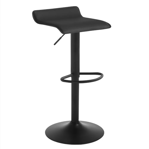 WOLTU Barhocker, Höhenverstellbarer Barstuhl, 360° drehbarer Bistrohocker mit Fußstütze, aus Kunstleder Metall, für Bar Küche Theke Café, Schwarz+Schwarz