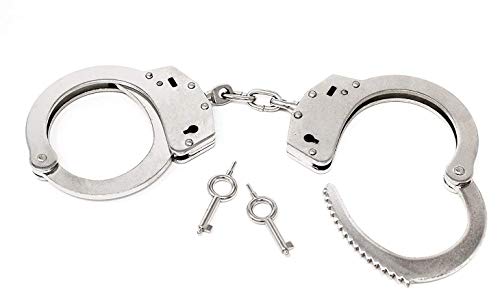 KOSxBO ORIGINAL echte Handschellen vernickelte Stahlhandfessel mit Kette und Double-Lock Sicherung inklusive 2 Schlüssel - Handschellen Set - Behörden Handschelle echt