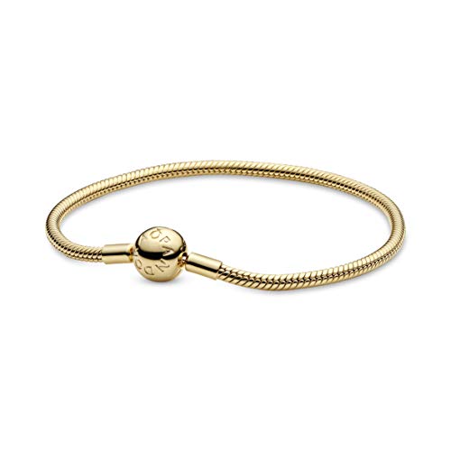 PANDORA Schlangen-Gliederarmband in Gold mit 18 Karat vergoldete Metalllegierung aus der PANDORA Moments Collection, 19cm