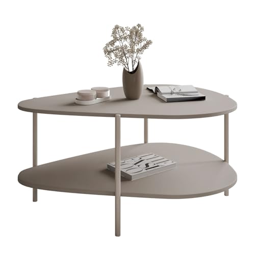 Lookway Couchtisch LUMI mit Ablage – Modernes Design, unregelmäßige Form, in Schwarz oder Kaschmir – Stilvoller Wohnzimmertisch (Kaschmir)