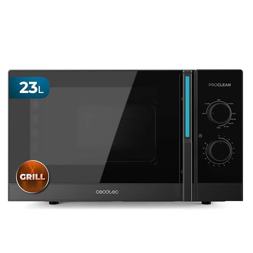 Cecotec Proclean 4120 mechanische Mikrowelle mit Grill, 23 l, 800 W und 1000 W Grill, gleichmäßiges Kochen, 8 Leistungsstufen, Auftaufunktion, Timer 35 Minuten, Drehteller 285 mm